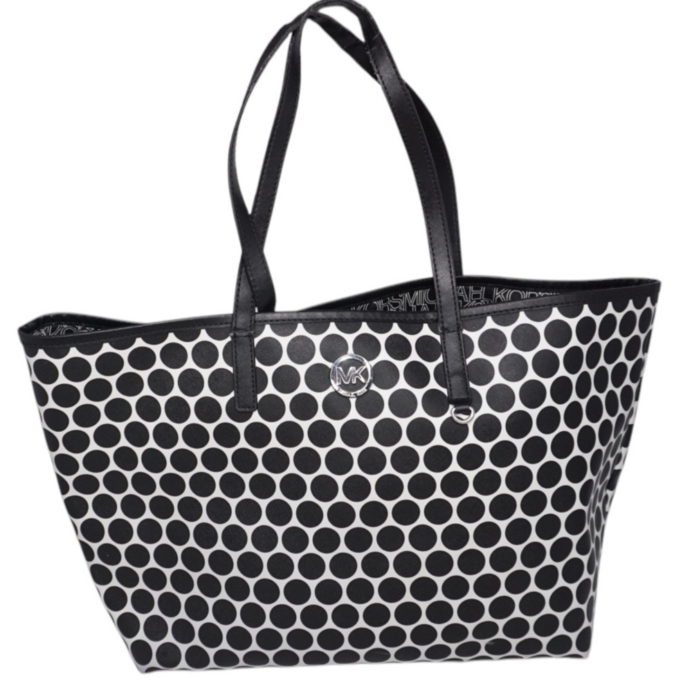 Michael Kors Jet Set Black and White Polka Dot Tote Bag
